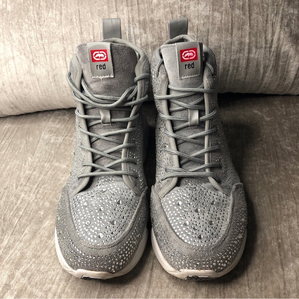 Ecko red blinged out high top sneaker lace up boot gray size 10